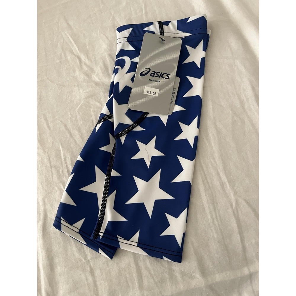 ASICS Calf Compression Stars Printed Leg Sleeve Mens Blue ZK1593-4301 Sz M